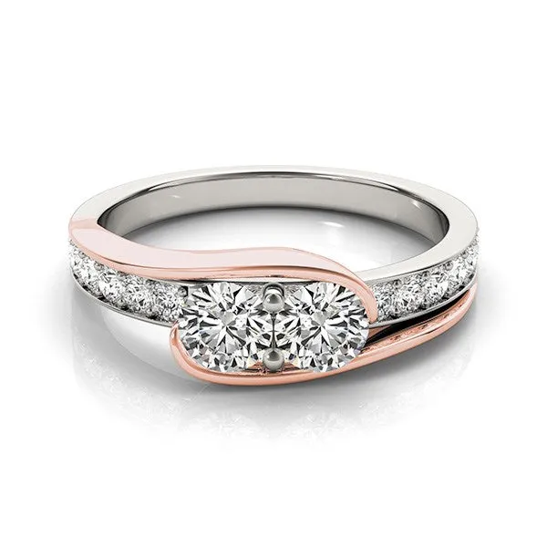 mayamila Rings Two Stone Diamond Ring in 14K White And Rose Gold 34 ct tw