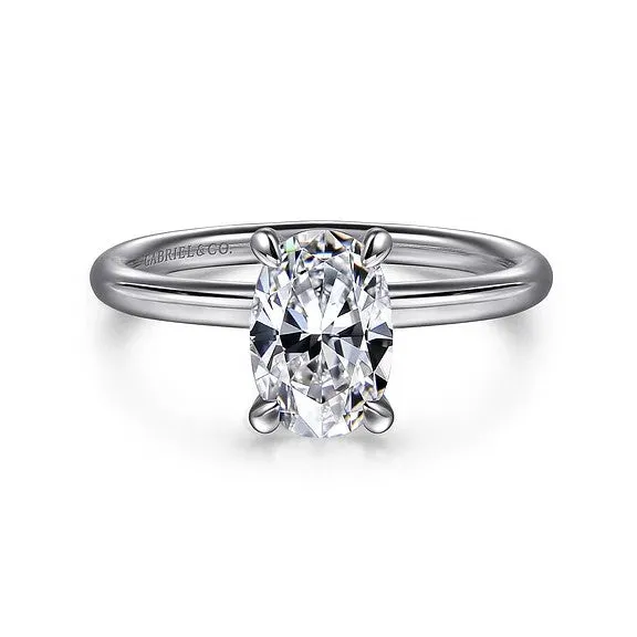 Rings Tiana 14K White Gold Oval Solitaire Diamond Engagement Ring Setting Only GABRIEL CO Rings Tiana 14K White Gold Oval Solitaire Diamond Engagement Ring Setting Only GABRIEL CO