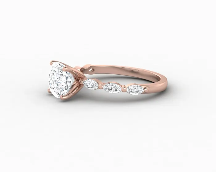 Sapheena Jewelry Rings Giulia 15 Ct Cushion Cut Engagement Ring With Marquise Side Stones
