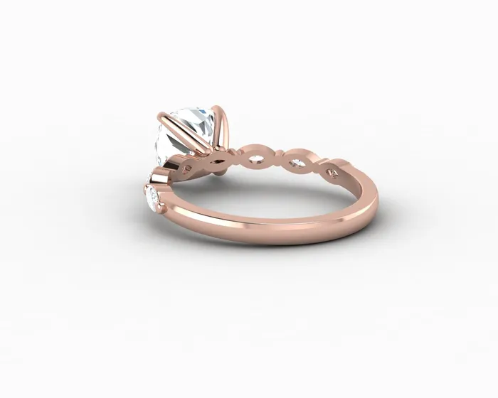 Sapheena Jewelry Rings Giulia 15 Ct Cushion Cut Engagement Ring With Marquise Side Stones