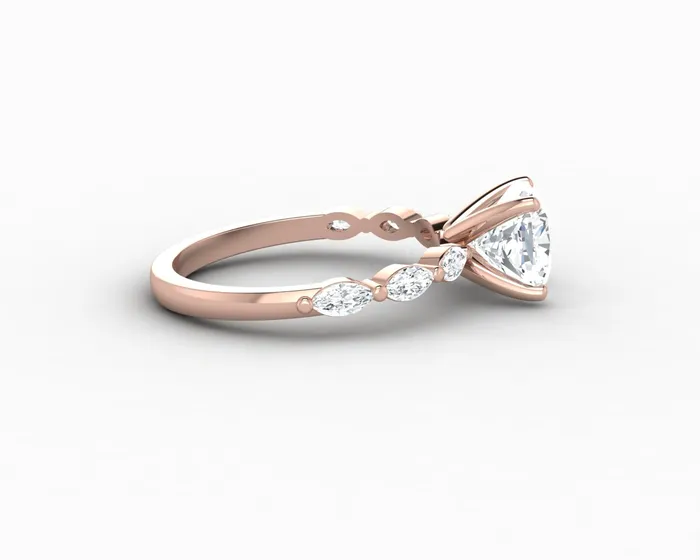 Sapheena Jewelry Rings Giulia 15 Ct Cushion Cut Engagement Ring With Marquise Side Stones