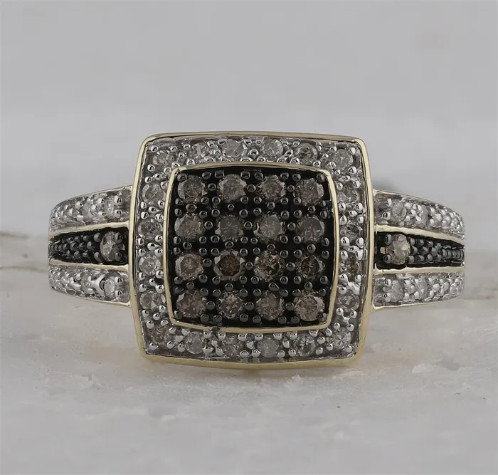 10k Yellow Gold Round Brown Diamond Cluster Ring 12 Cttw gndatlanta Rings