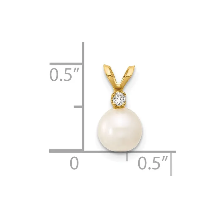 14k 6 7mm Round White Freshwater Cultured Pearl Diamond Pendant Goldiacom Necklaces