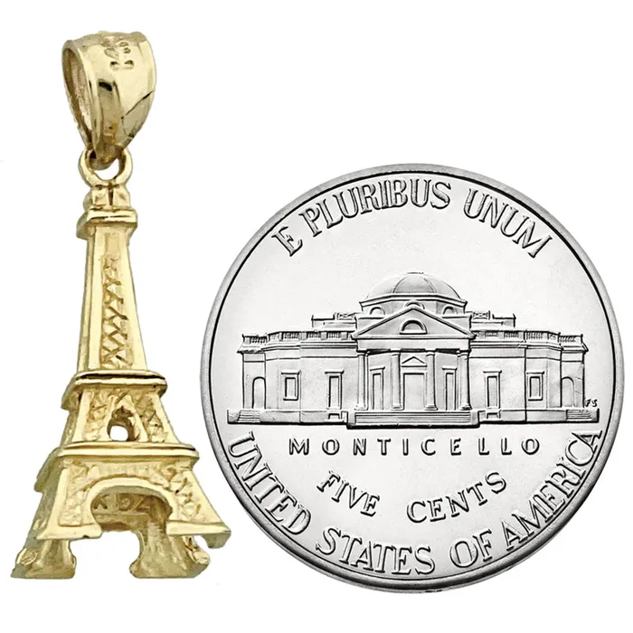 14K Gold 3D Eiffel Tower Charm Goldia Charm Necklaces