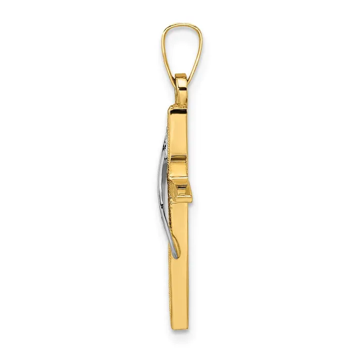 14k Twotone Gold Polished and Satin Solid Methodist Cross Pendant Goldia Rings