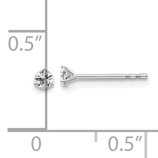14k White Gold 110 ctw Lab Grown Diamond VSSI G Round 3 Prong Heavy Wt Stud Earrings Goldia Earrings