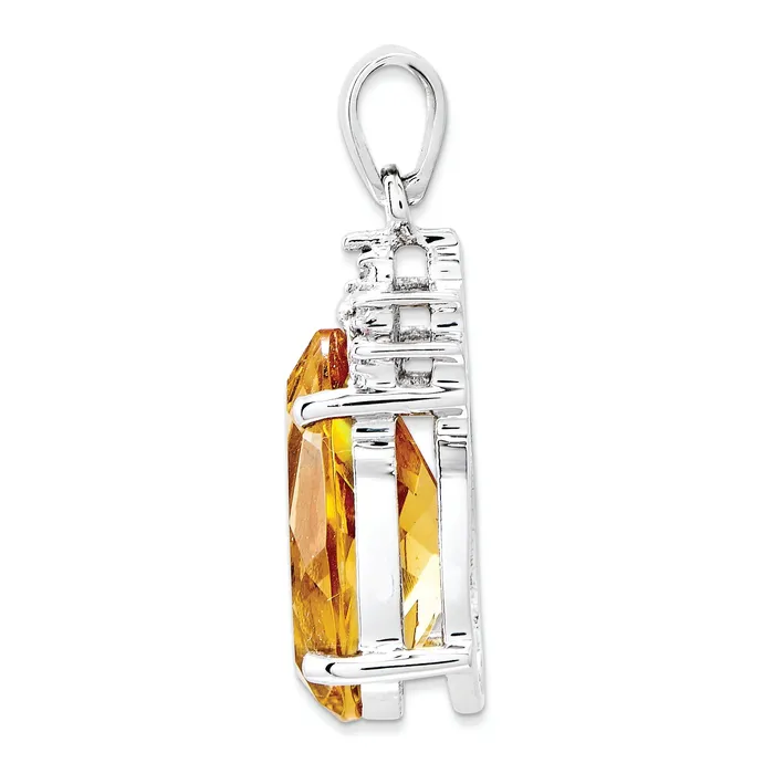 14k White Gold Citrine and Diamond Pendant Goldiacom Necklaces