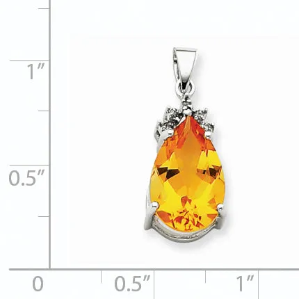 14k White Gold Citrine and Diamond Pendant Goldiacom Necklaces