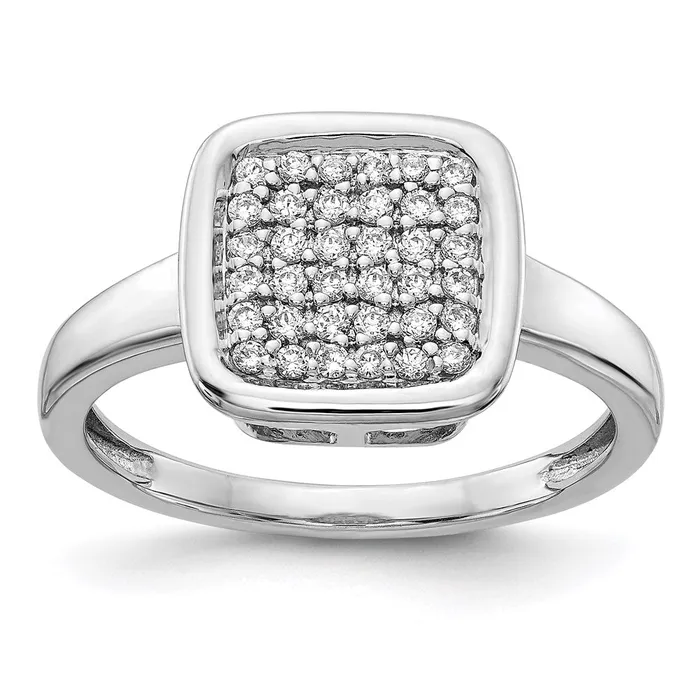 14k White Gold Real Diamond Fancy Square Ring Goldia Rings