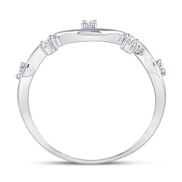 14k White Gold Round Diamond Wave Stackable Band Ring 18 Cttw gndatlanta Rings