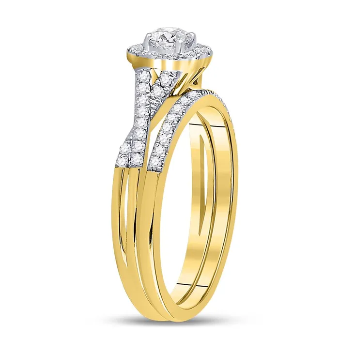 14k Yellow Gold Round Diamond Bridal Wedding Ring Set 58 Cttw Certified gndatlanta Rings