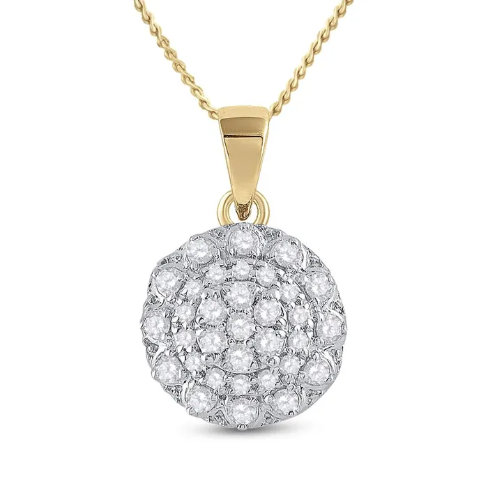 14k Yellow Gold Round Diamond Flower Cluster Pendant 13 Cttw gndatlanta Necklaces