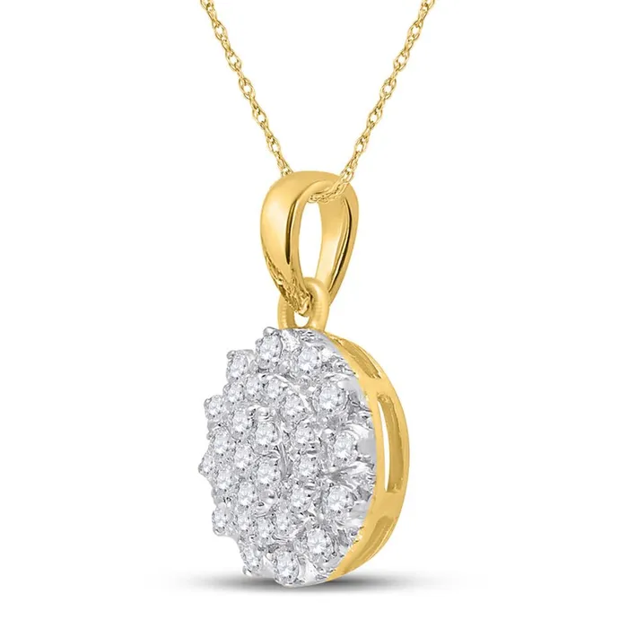 14k Yellow Gold Round Diamond Flower Cluster Pendant 13 Cttw gndatlanta Necklaces