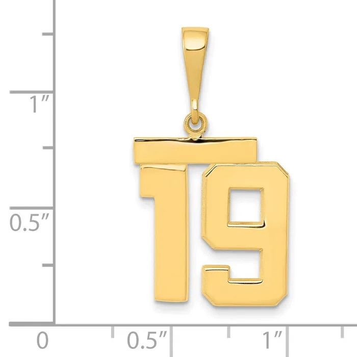 Charm Necklaces Goldia 14k Yellow Gold Medium Polished Number 19 Charm
