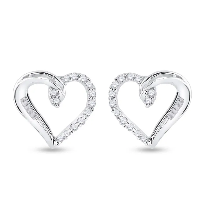 Earrings gndatlanta 14k White Gold Round Diamond Heart Earrings 16 Cttw