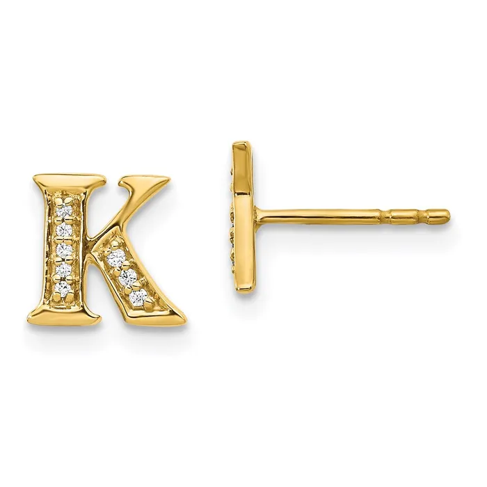 Earrings Goldia 14k Yellow Gold Real Diamond Initial K Earrings