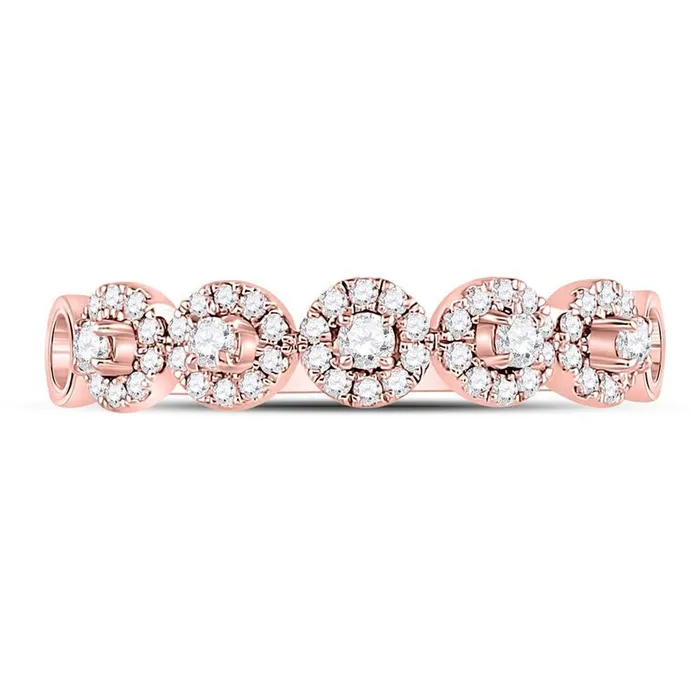 gndatlanta 10k Rose Gold Round Diamond Halo Stackable Band Ring 13 Cttw Rings