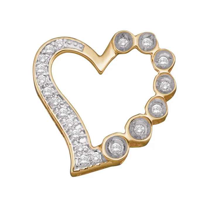 gndatlanta Necklaces 10k Yellow Gold Round Diamond Heart Outline Frame Pendant 16 Cttw gndatlanta Necklaces 10k Yellow Gold Round Diamond Heart Outline Frame Pendant 16 Cttw