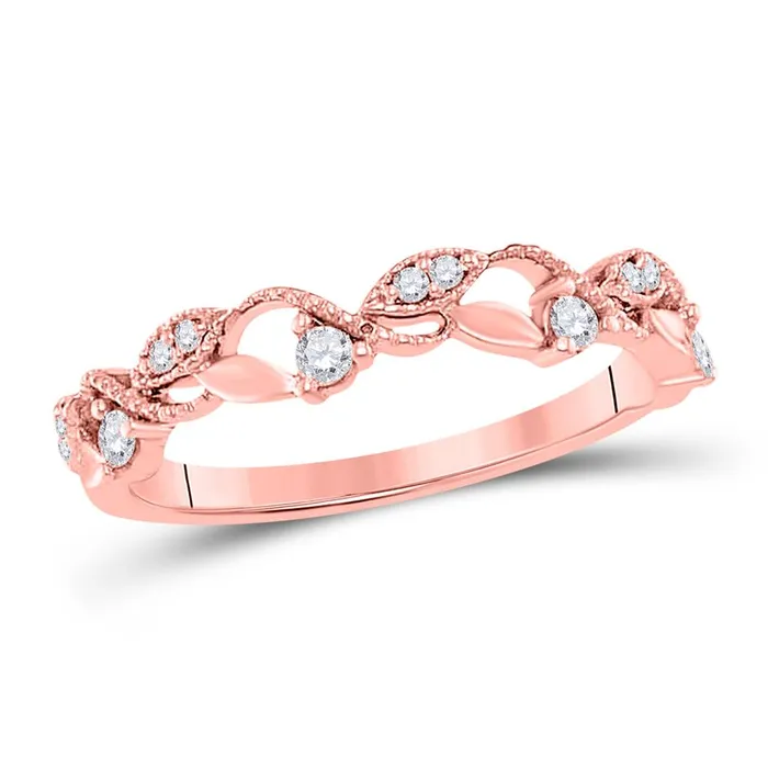 gndatlanta Rings 10k Rose Gold Round Diamond Vine Stackable Band Ring 16 Cttw