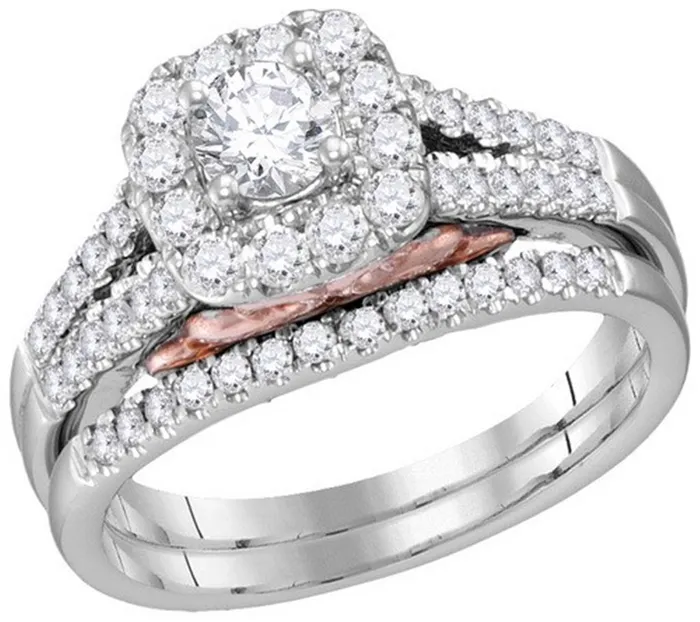 gndatlanta Rings 14k Twotone Gold Round Diamond Bridal Wedding Ring Set 1 Cttw Certified
