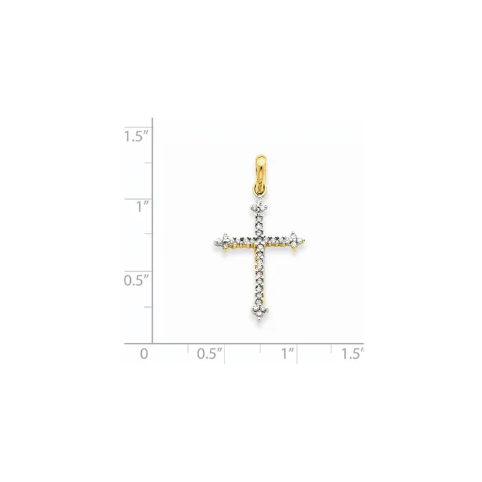 Goldia 14K Yellow Gold Real Diamond Cross Pendant Necklaces
