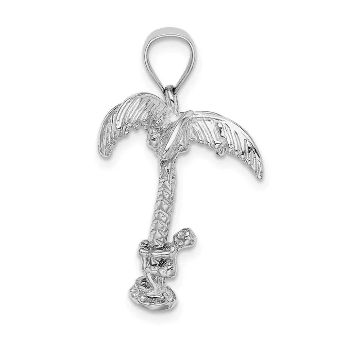 Goldia Charm Necklaces 14k White Gold 3D Palm Tree WMoveable Man Charm