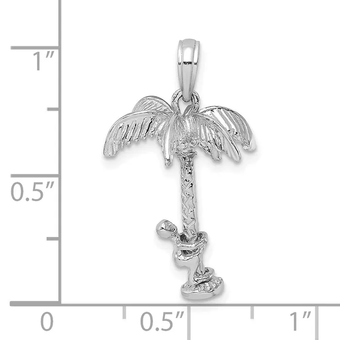 Goldia Charm Necklaces 14k White Gold 3D Palm Tree WMoveable Man Charm