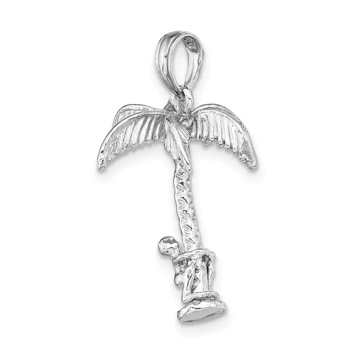 Goldia Charm Necklaces 14k White Gold 3D Palm Tree WMoveable Man Charm