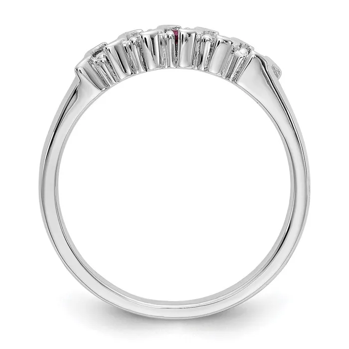 Goldiacom 14k White Gold Real Diamond wRuby Band Rings