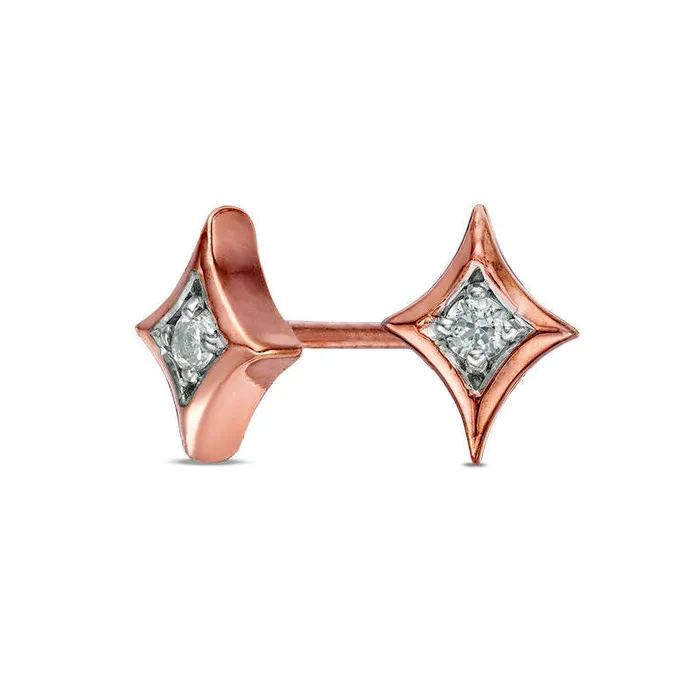 Goldia Earrings 005 CT TW Diamond Solitaire Star Stud Earrings in 10K Rose Gold