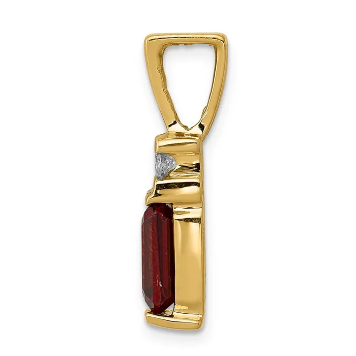 Goldia Earrings 14k Yellow Gold 8x6mm Emerald Cut Garnet VS Diamond Slide