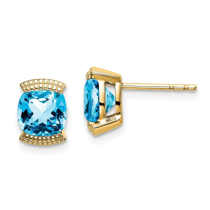 Goldia Earrings 14k Yellow Gold Blue Topaz Post Earrings