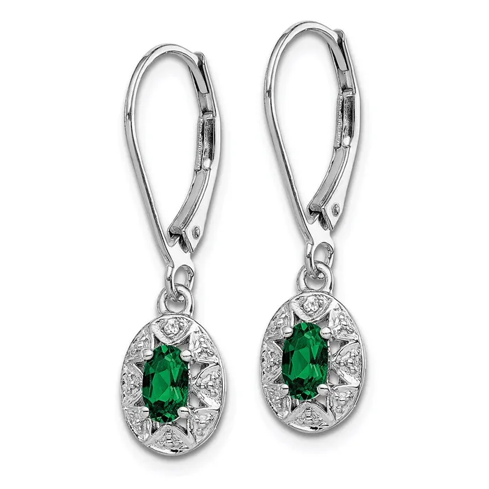Goldia Earrings Sterling Silver Rhodiumplated DiamondLab Created Emerald Earrings