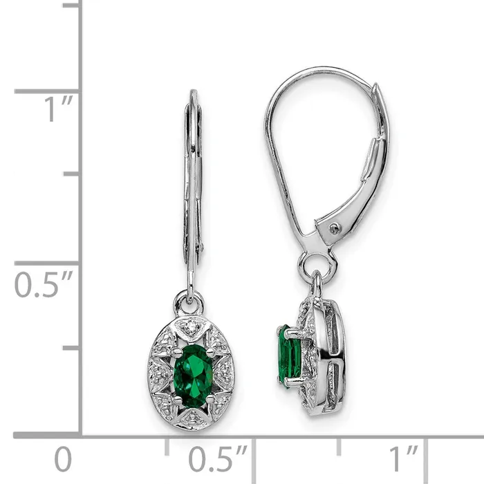 Goldia Earrings Sterling Silver Rhodiumplated DiamondLab Created Emerald Earrings