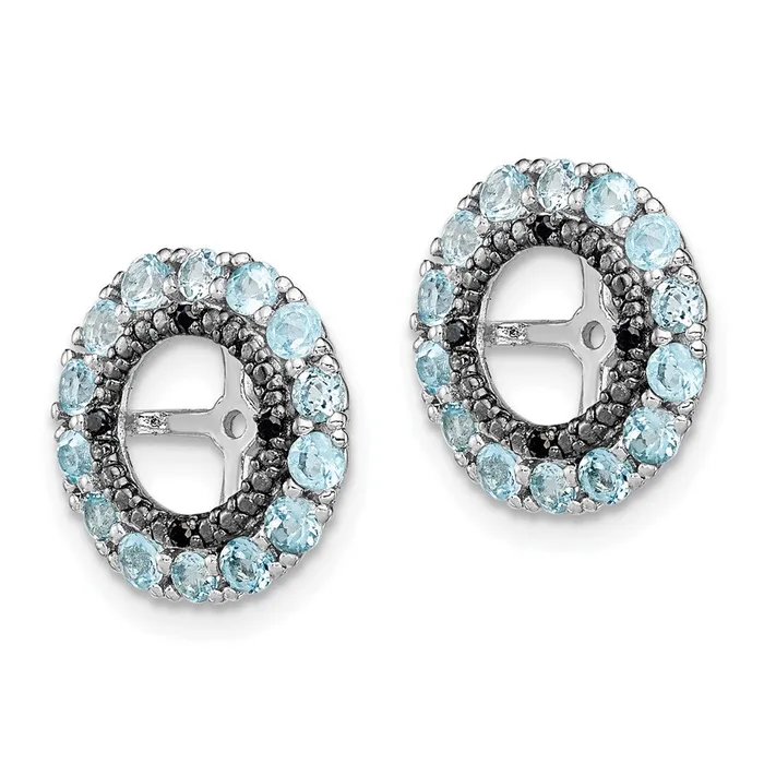 Goldia Earrings Sterling Silver Rhodium Swiss Blue Topaz u0026 Black Sapphire Earring Jacket