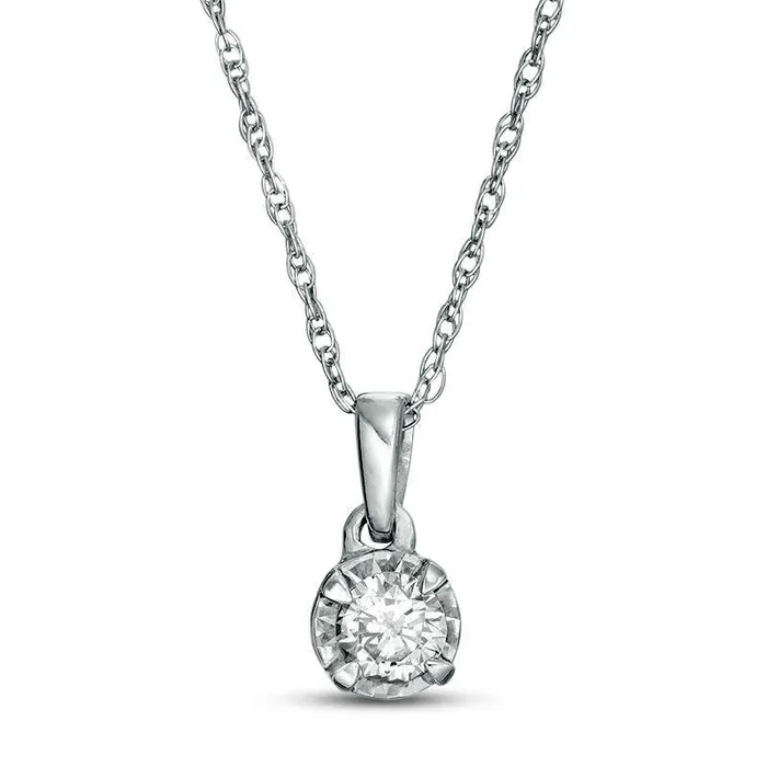 Goldia Necklaces 017 CT Natural Diamond Solitaire Pendant in Sterling Silver Goldia Necklaces 017 CT Natural Diamond Solitaire Pendant in Sterling Silver