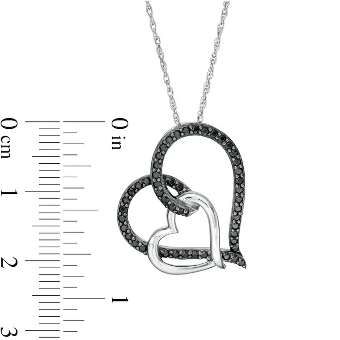 Goldia Necklaces 038 CT TW Black Enhanced Natural Diamond Heart Link Pendant in Sterling Silver Goldia Necklaces 038 CT TW Black Enhanced Natural Diamond Heart Link Pendant in Sterling Silver