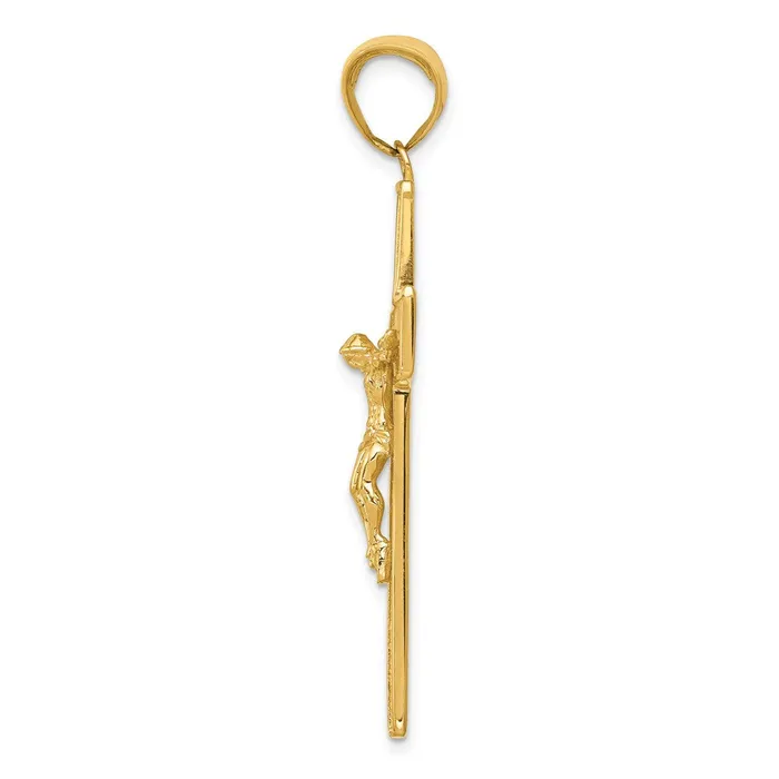 Goldia Necklaces 14k Yellow Gold Textured Crucifix Latin Cross Pendant