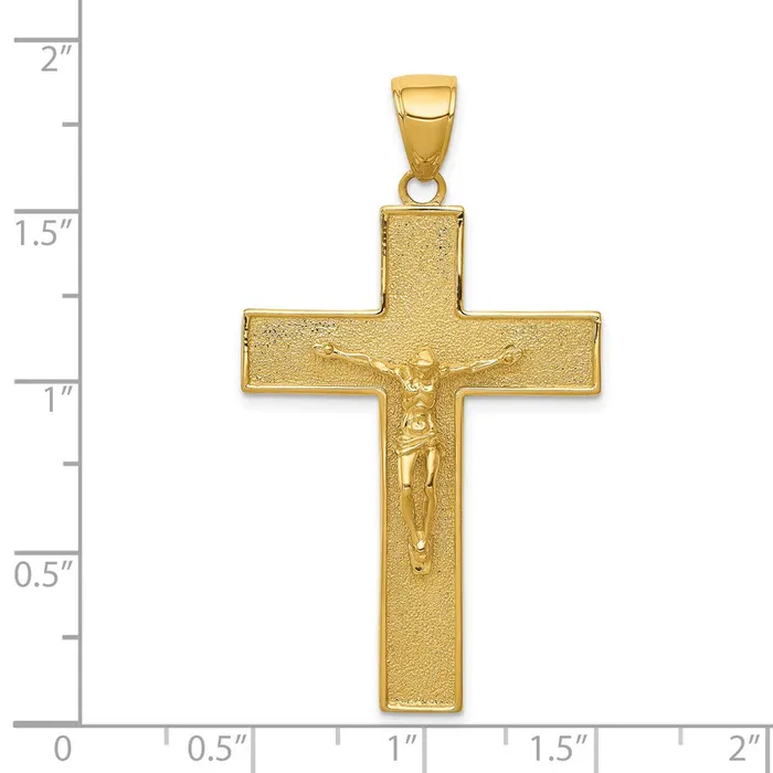 Goldia Necklaces 14k Yellow Gold Textured Crucifix Latin Cross Pendant