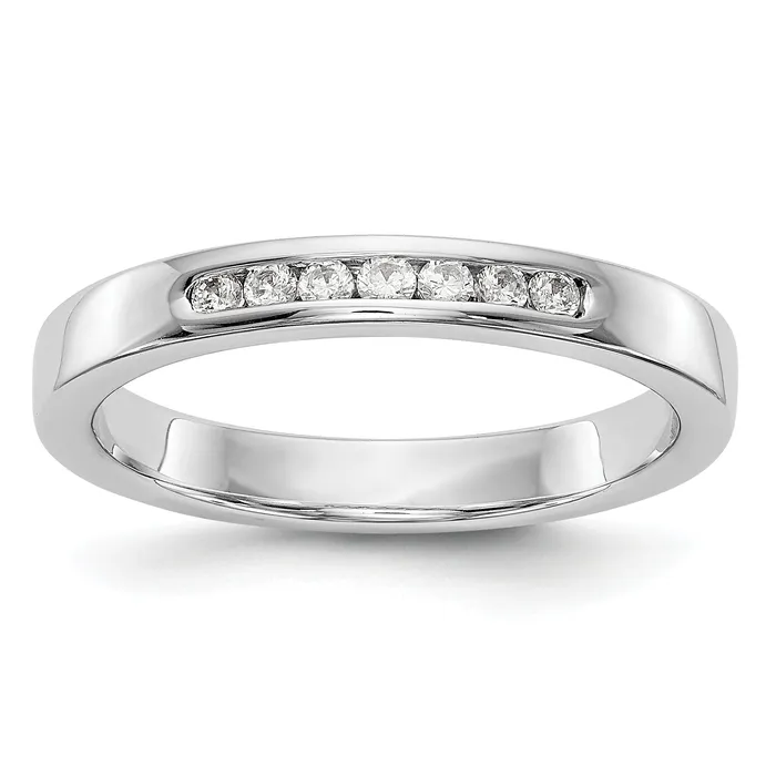 Goldia Rings 012ct CZ Solid Real 14K White Gold 7Stone Channel Wedding Band Ring Goldia Rings 012ct CZ Solid Real 14K White Gold 7Stone Channel Wedding Band Ring