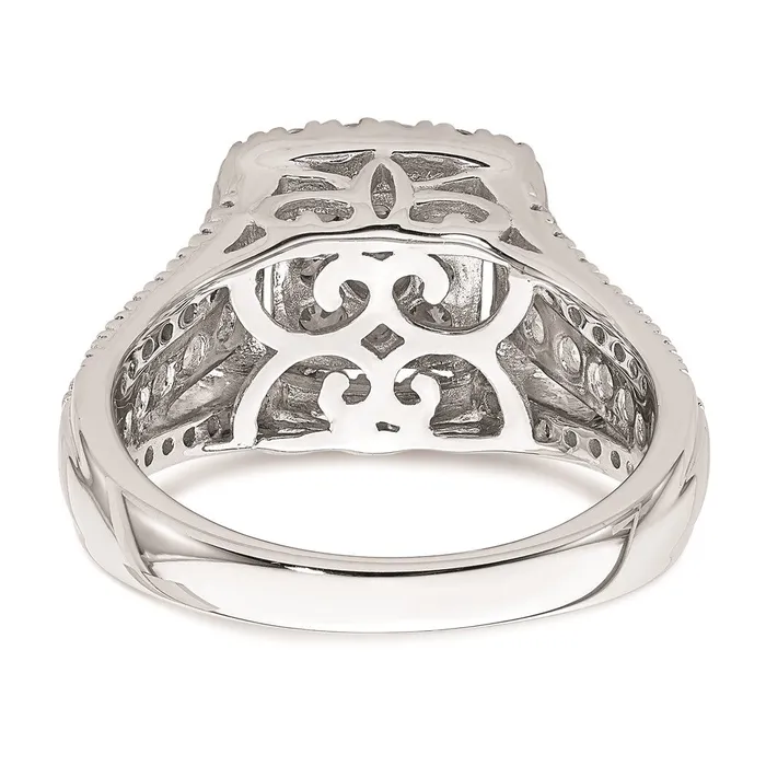 Goldia Rings 150ct CZ Solid Real 14k White Gold Cluster Complete Engagement Ring