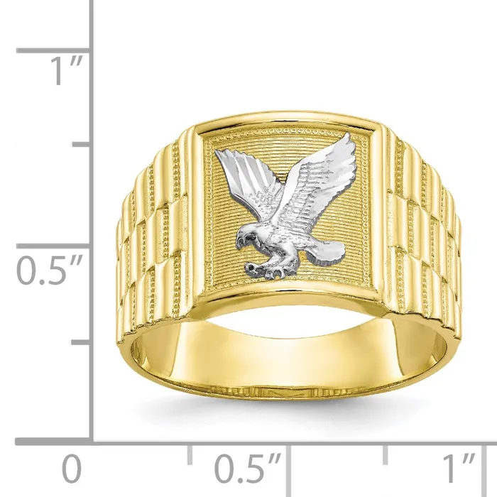 Goldia Rings 10K Yellow Gold u0026 Rhodium Mens Eagle Ring