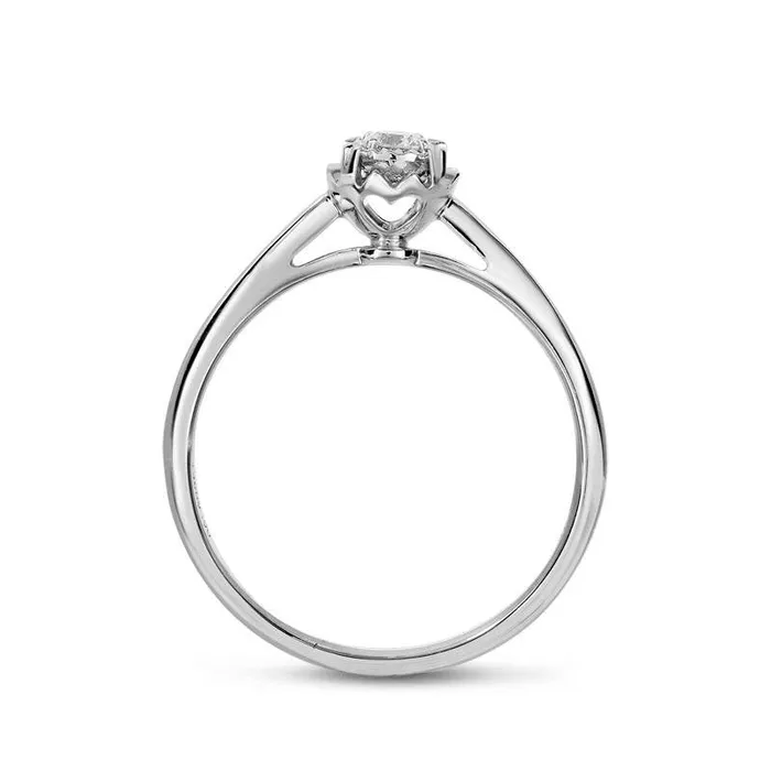 Goldia Rings Natural Clarity Enhanced Diamond Accent Solitaire Promise Ring in Solid 10K White Gold
