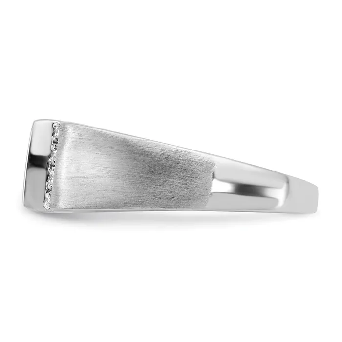 Goldia Rings Solid 14k White Gold Square Simulated Onyx and CZ Mens Ring