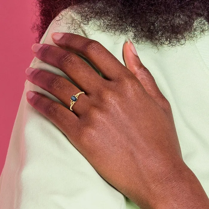 Goldia Rings Solid 14k Yellow Gold Simulated Sapphire Birthstone Ring