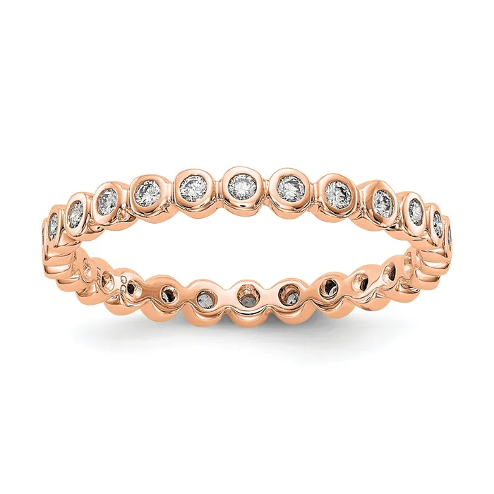 Goldia Rings Solid Real 14k Rose Gold Polished 13ct Bezel Set CZ Eternity Wedding Band Ring Goldia Rings Solid Real 14k Rose Gold Polished 13ct Bezel Set CZ Eternity Wedding Band Ring