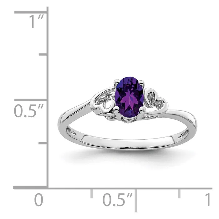 Goldia Rings Sterling Silver Rhodiumplated Amethyst Ring