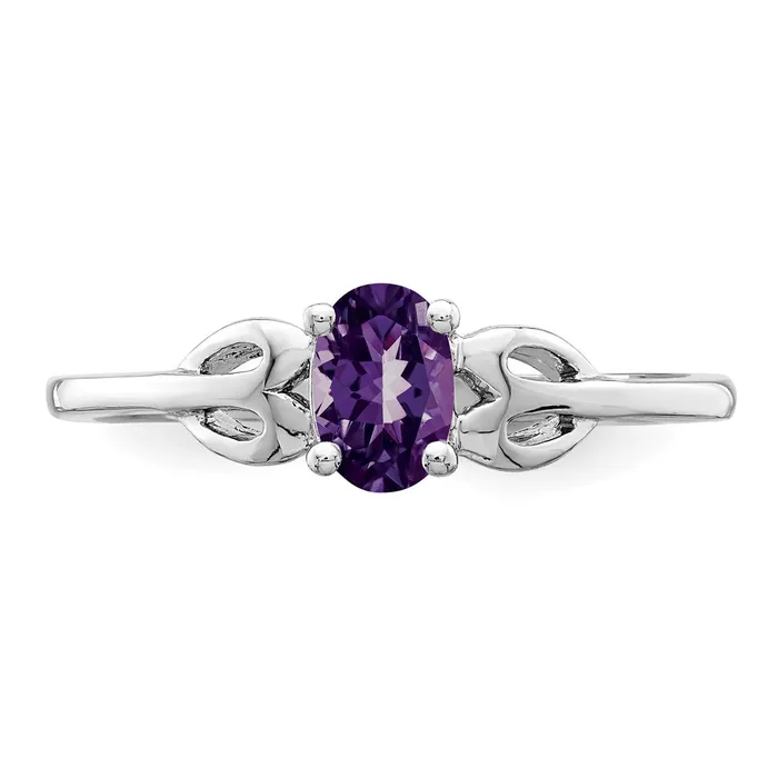 Goldia Rings Sterling Silver Rhodiumplated Amethyst Ring