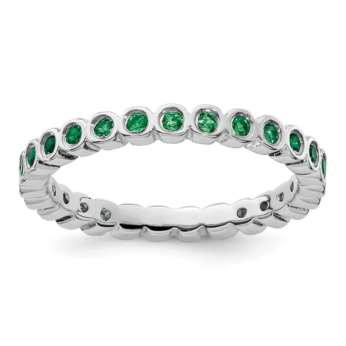 Goldia Rings Sterling Silver Stackable Expressions Created Emerald Ring