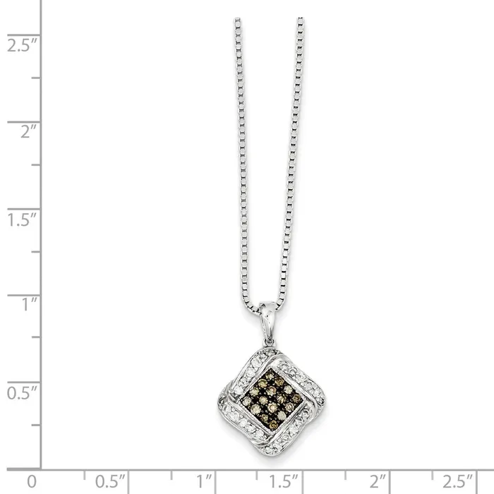 Goldia Sterling Silver Champagne Diamond u0026 Diamond Shape Pendant Necklaces